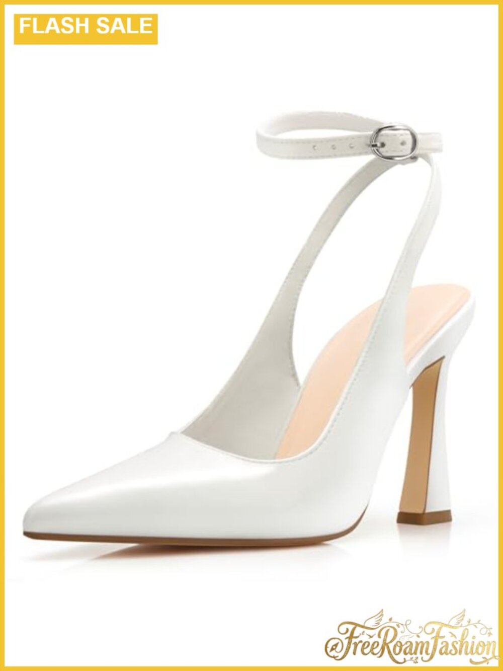 Women's Pointed Toe Slingback Heels Faux Leather Stiletto Pumps